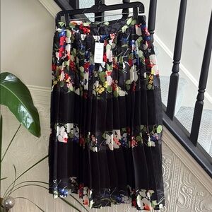 Banana Republic Black Floral Midi Skirt